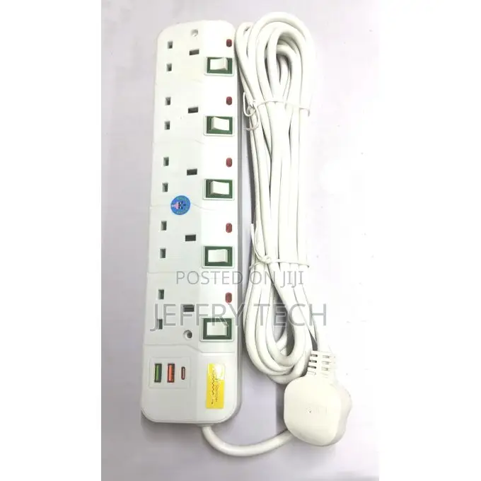 High Astra 5-Way Socket Power Extension Cable With 2 Usb Cha