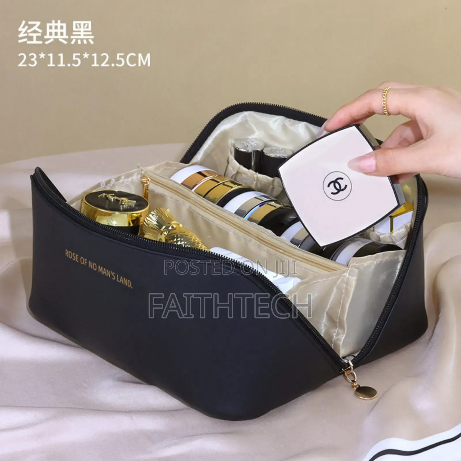 *Multifunctional Waterproof Large Leather Cosmetic Bag