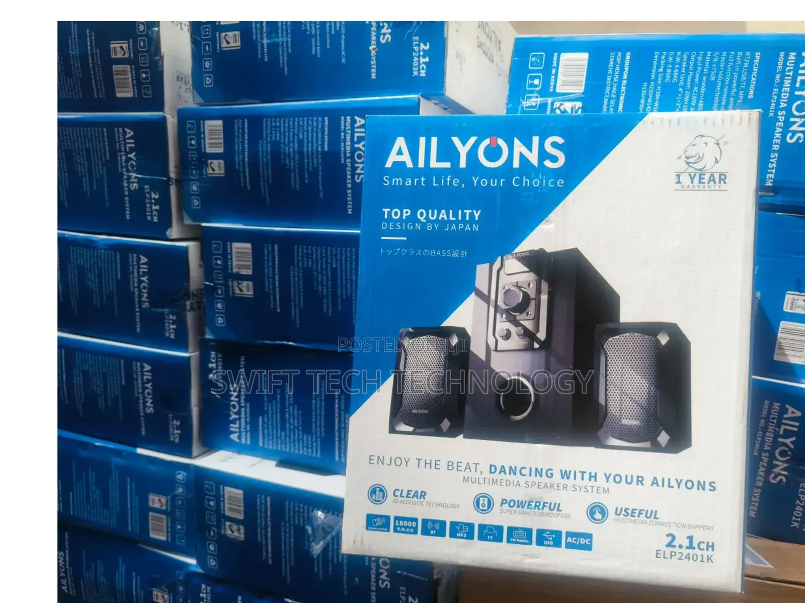 Woofer Ailyons 2.1 Subwoofer With Bluetooth