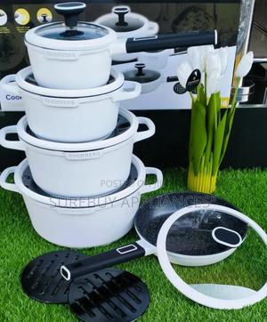 15 Pieces White With Wooden Handle Edenburg Cookware Pots - thumbnail 2