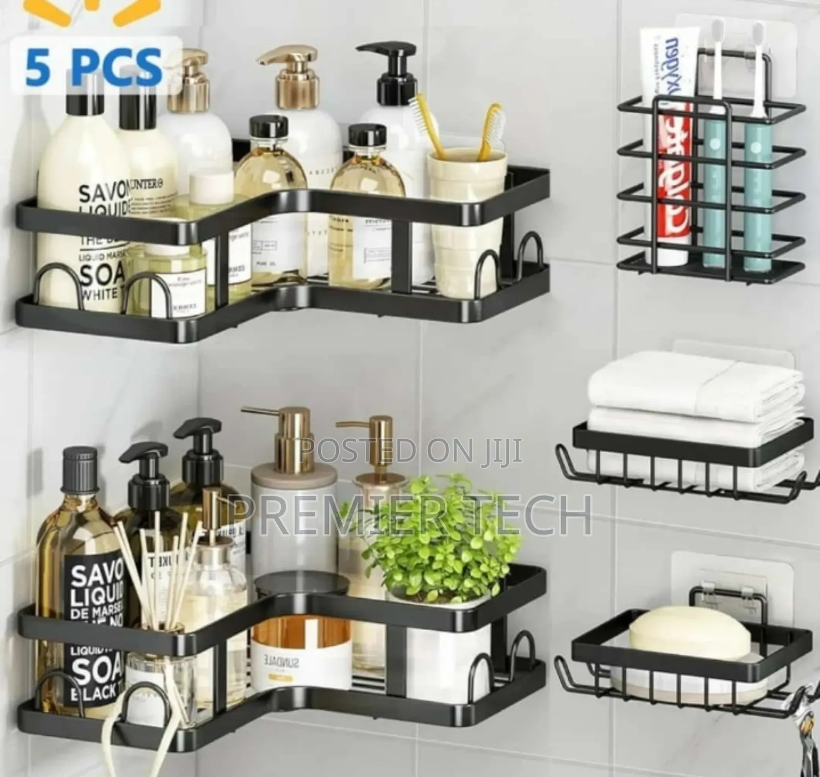 5pcs Set Rectangular Shower Caddy Shelf