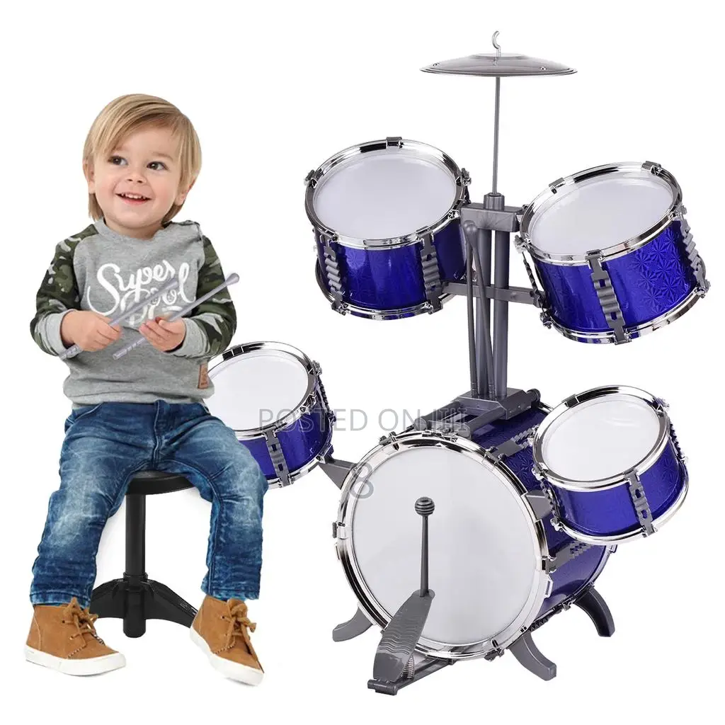 Kids Drum Set With Stools and Sticks — Fun Musical Toy