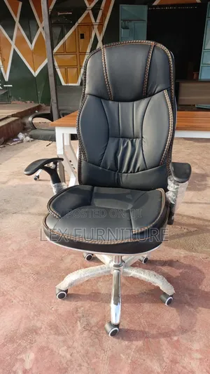 Leather Office Chair With Back and Height Adjustment