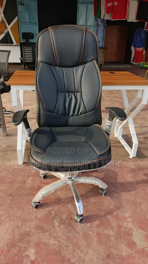 Strong Leather Office Chair With Back Rest Adjustment