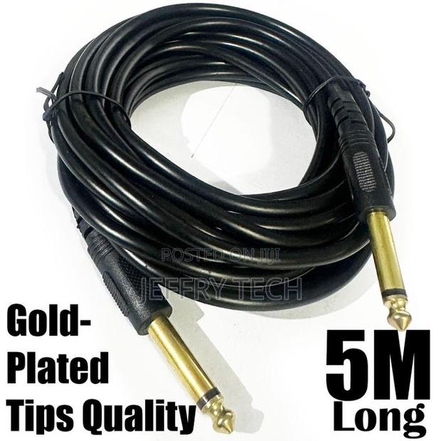 5 Meter, Black 6.5mm Male to Male Mono Audio Cable, Hifi Gol