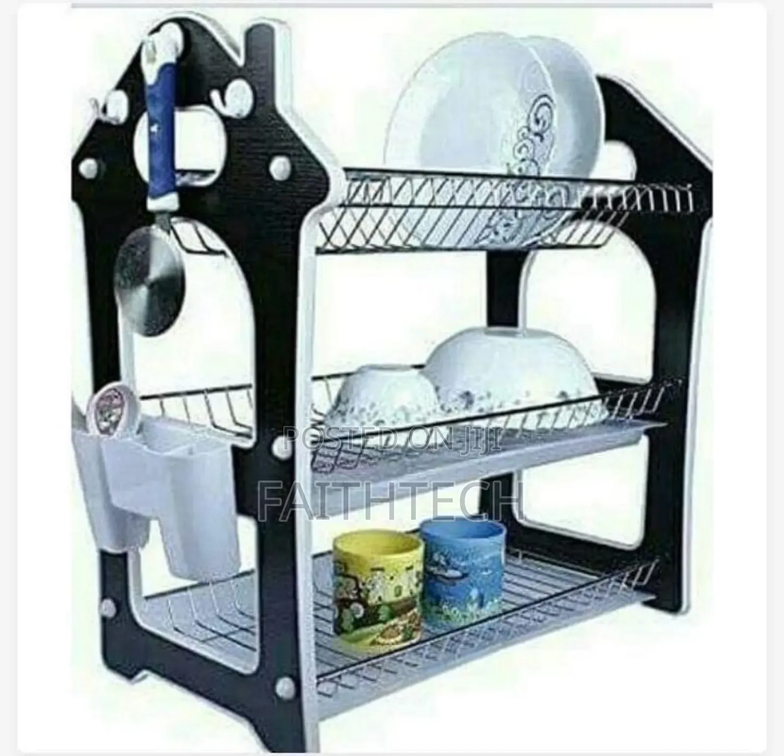 3 Layer Plastic Stainless Dishrack Drainer