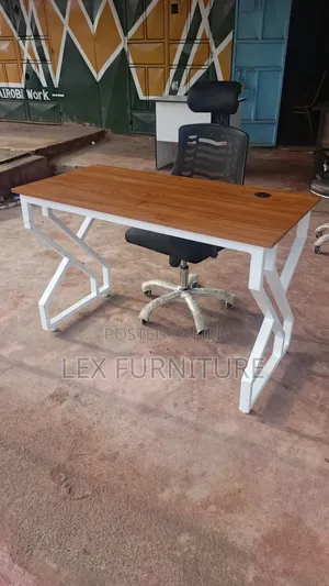Metallic Office Table Plus Office Chair With Headrest
