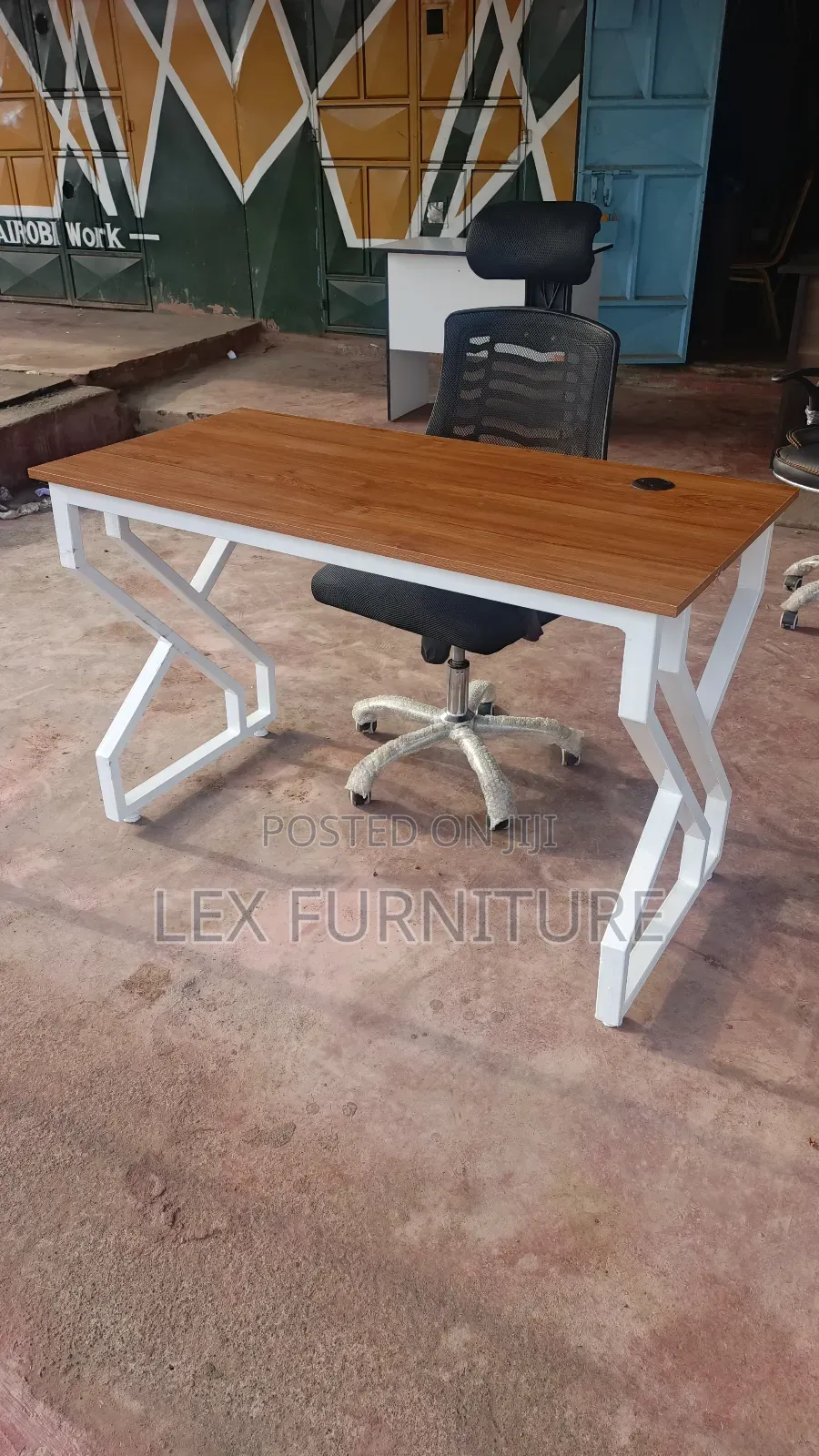 Metallic Office Table Plus Office Chair With Headrest