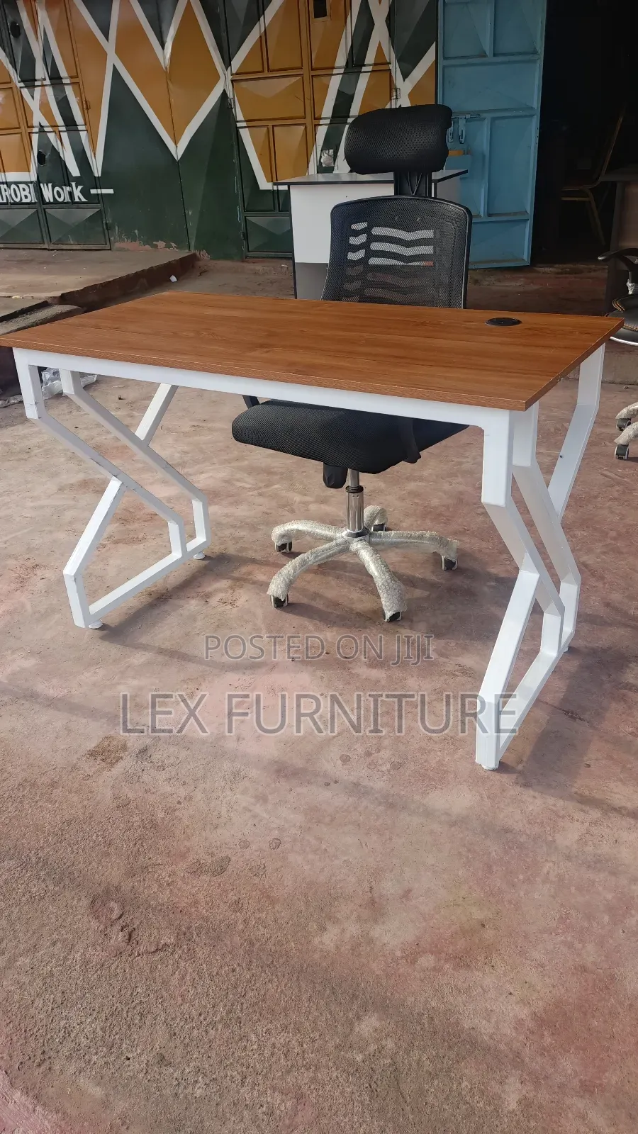 Black Office Chair and White Frame Office Desk