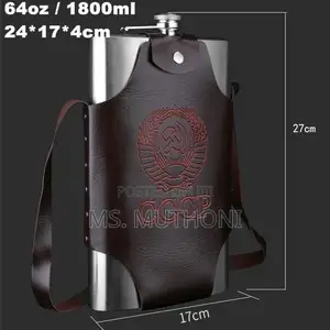 *2l Giant Stainless Steel Whiskey Flask With Cover Holder*