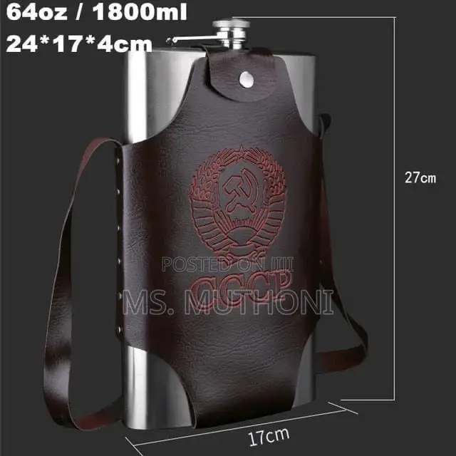 *2l Giant Stainless Steel Whiskey Flask With Cover Holder*