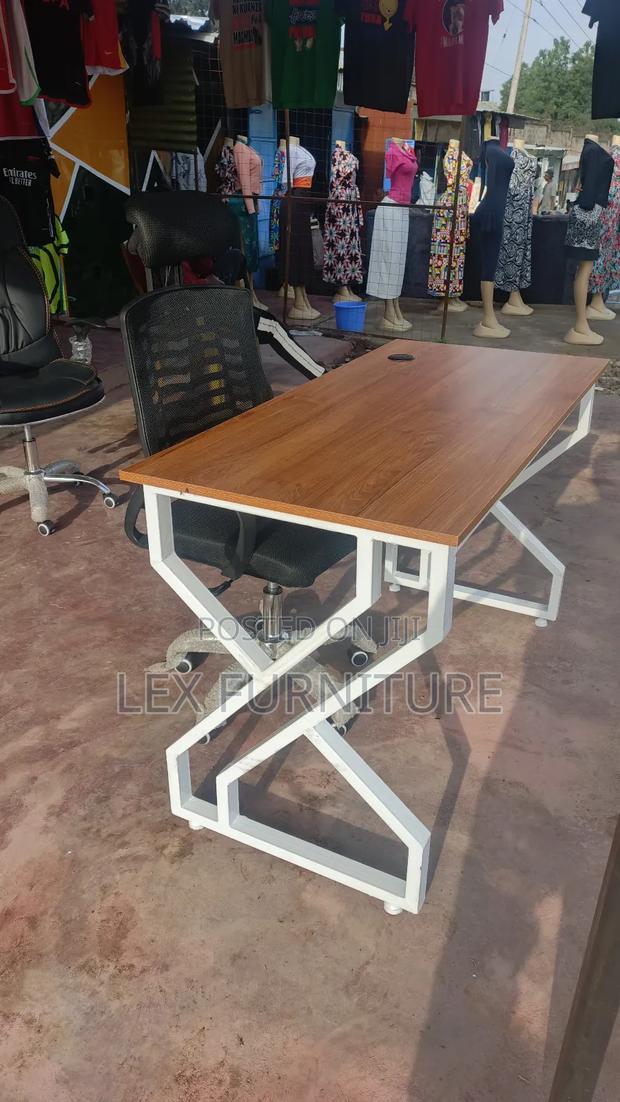 Adjustable Headrest Plus Office Desk With Metallic Frame - main view