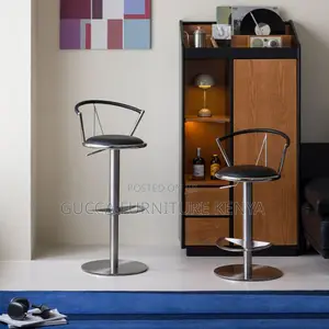 Office Stool: Black Padded Pub Stool With Adaptable Height