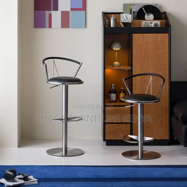 Office Stool: Black Padded Pub Stool With Adaptable Height