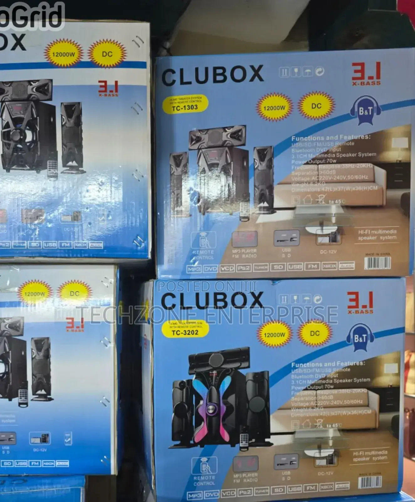 Clubox 12000w 3.1ch Subwoofer Speaker System Led Lights 
