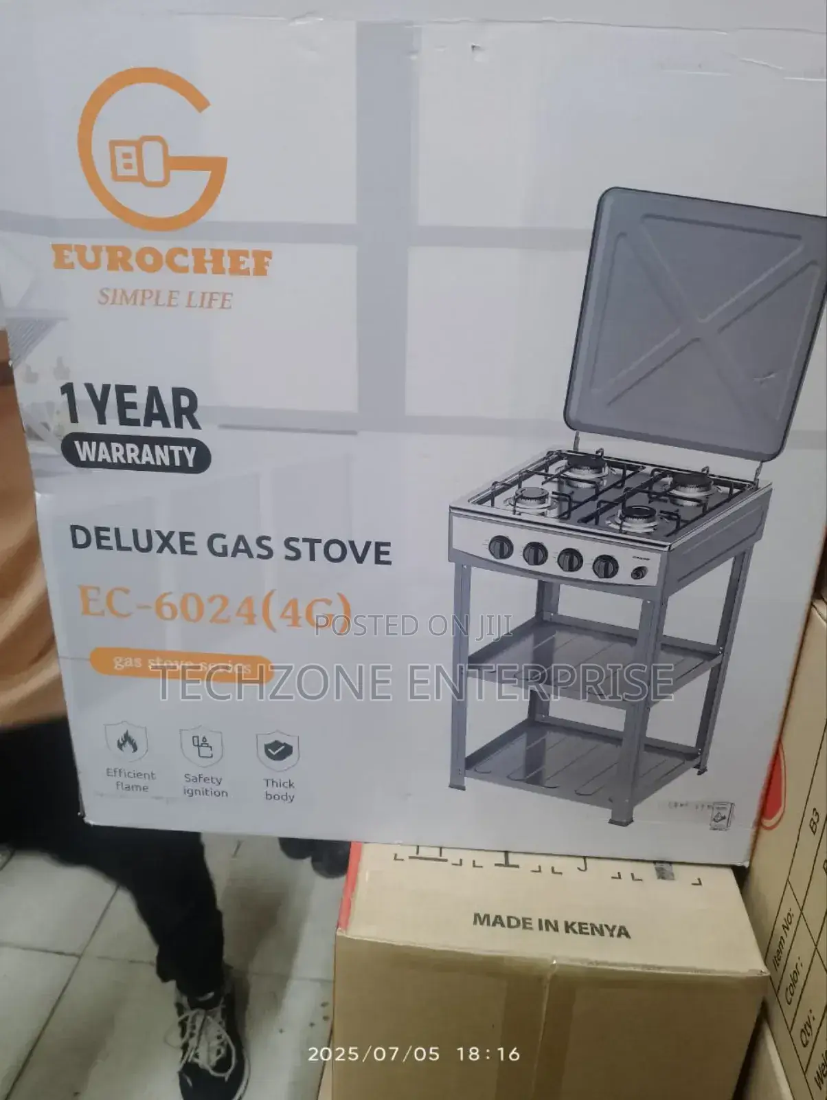 Eurochef Full Gas Stainless Standing Cooker With Shelves