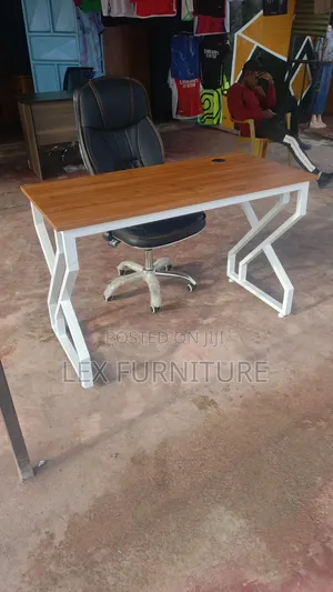Padded Strong Leather Office Chair and Office Table