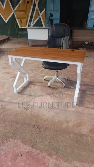 Fabric Leather Office Chair Plus Metallic Office Table