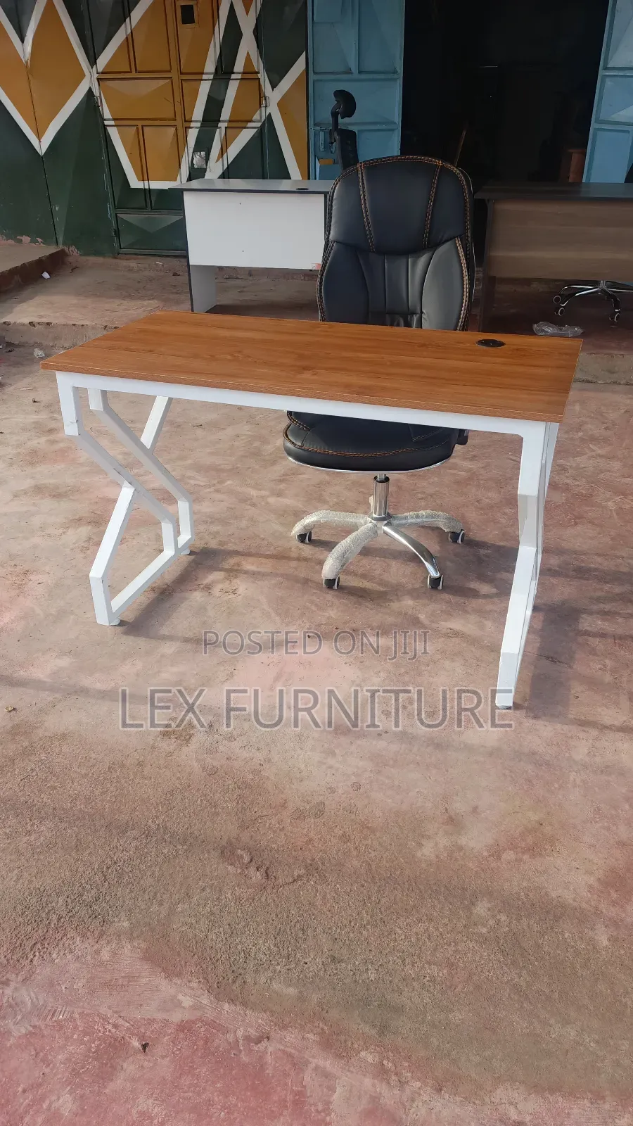 Fabric Leather Office Chair Plus Metallic Office Table