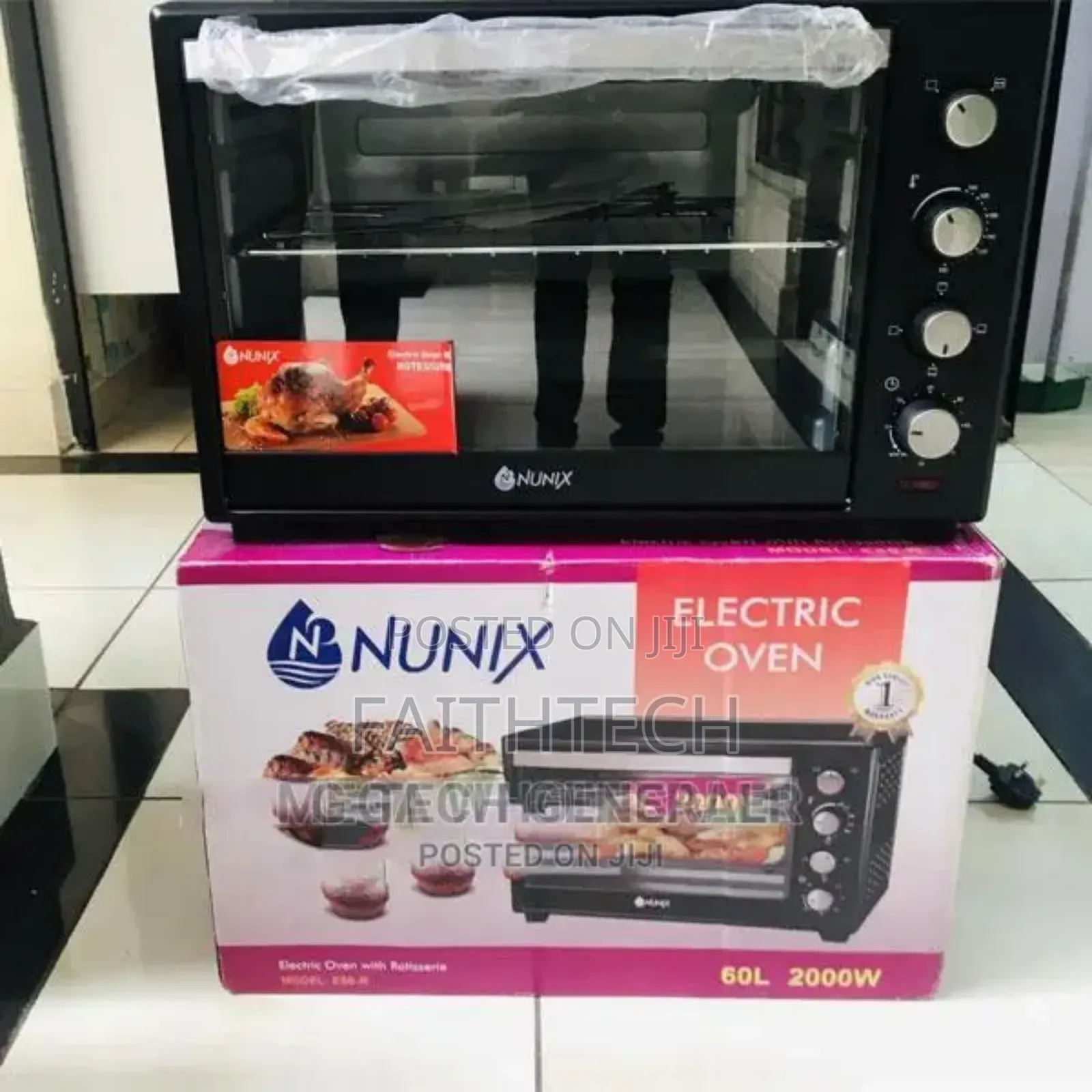 Nunix 4 Knob Settings 60 Litres Electric Rotisserie Oven