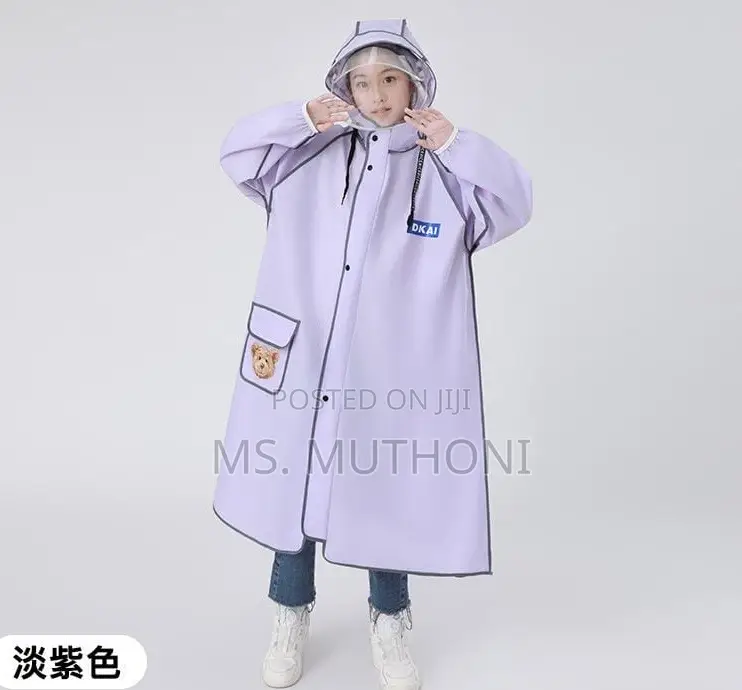 Unisex High Quality Children's Raincoat With Wide Brim Hat*