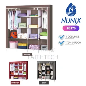 4-column Portable Metallic Wardrobe