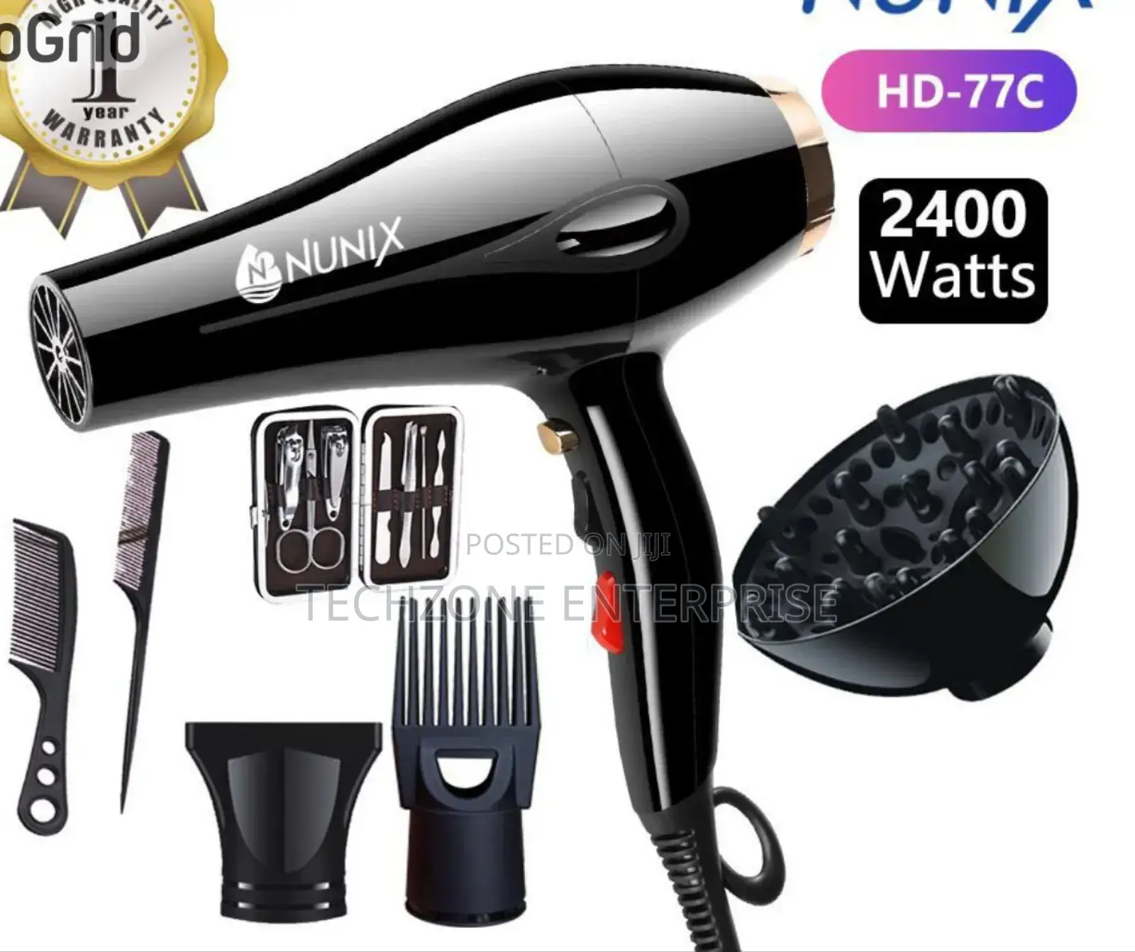 Nunix Hd-77c Professional Hair Dryers With 2 Temp 
