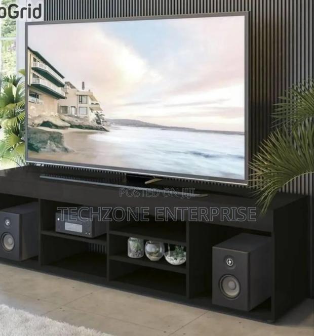 Tv Stand - Black Minimalist Modern Wooden 6ft Tv Stand 