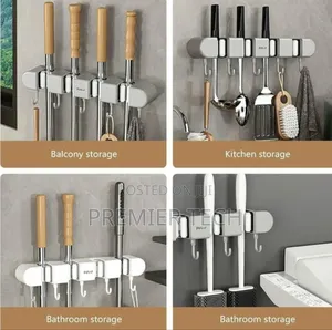 Broom Mop Holder With Hooks