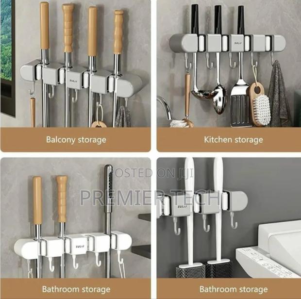 Broom Mop Holder With Hooks