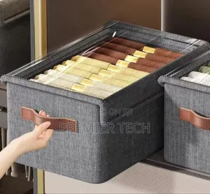 Collapsible Fabric Organizer With a Cover/Storage Basket