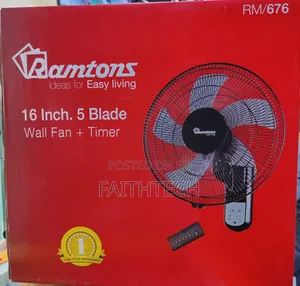 Rm/676 Ramtons 16 Inches Wall Fan 5 Blades With Remote