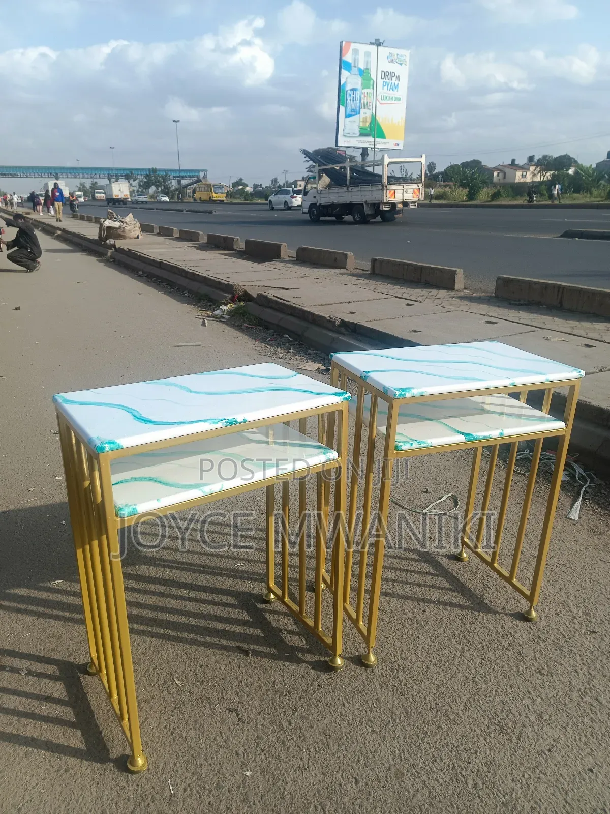 Manicure Marble Tables, White and Green 