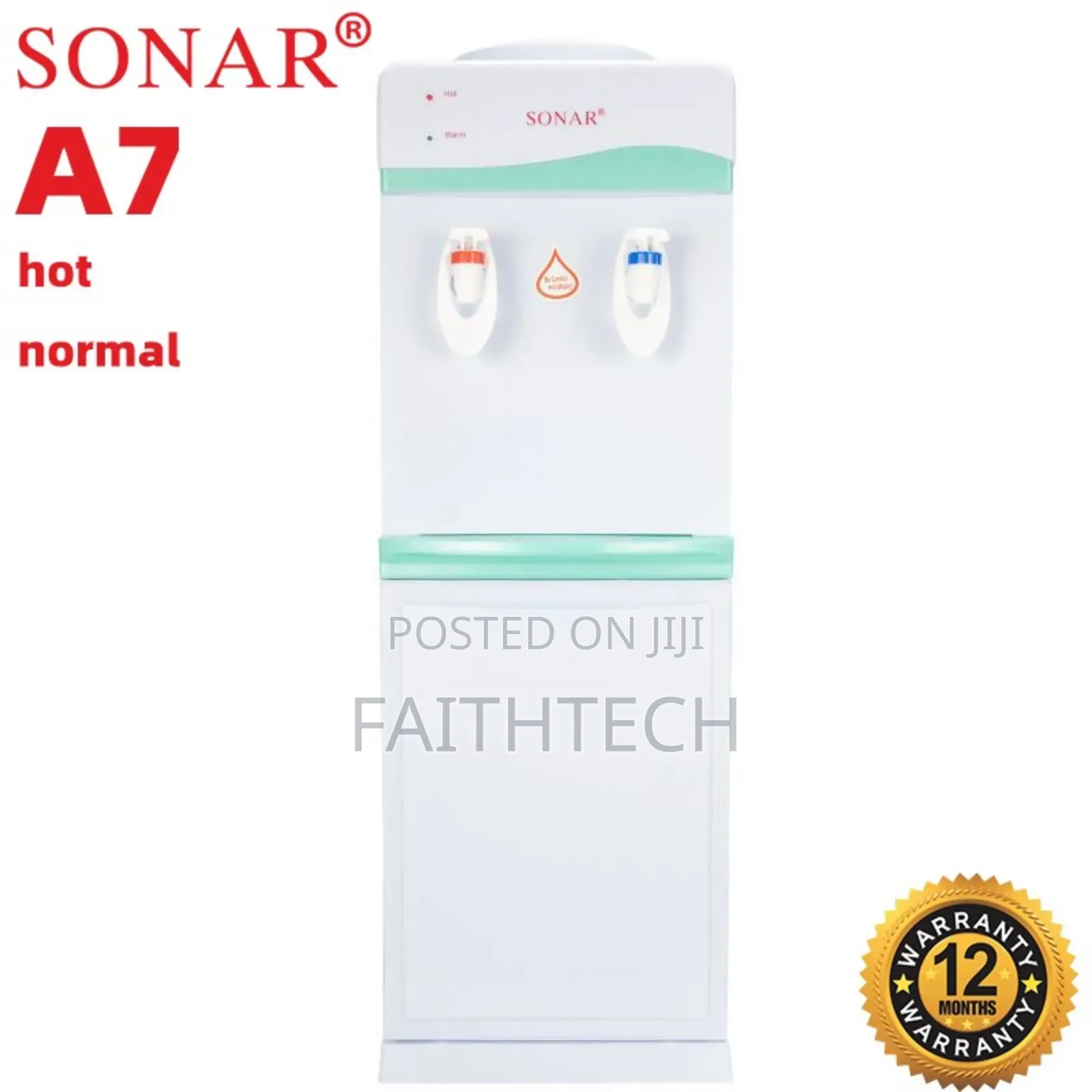 White Sonar A7 Hot and Normal Free Standing Water Dispenser