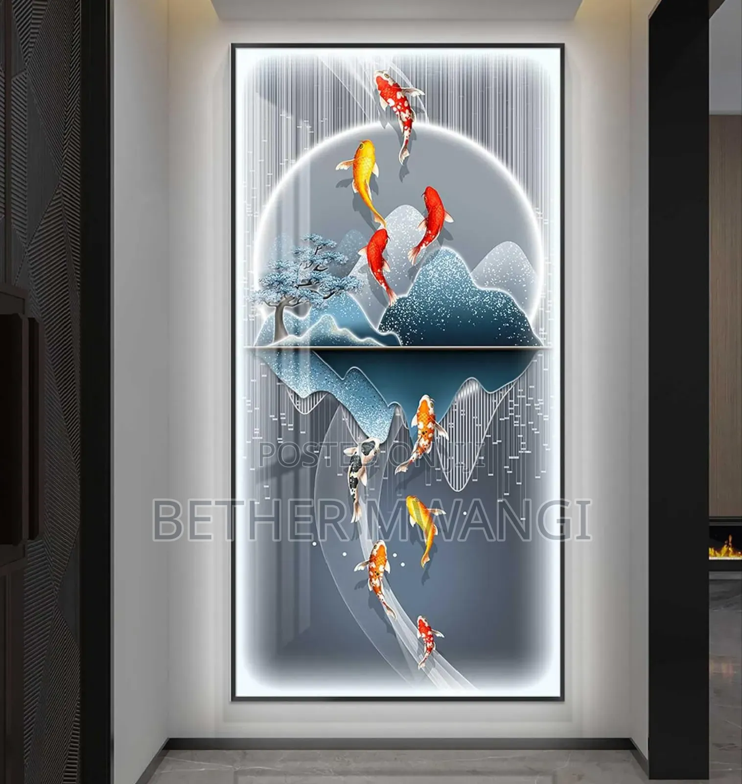 Crystal Porcelain Painting With Nine Fish in Kenya