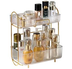 Gold Acrylic Double Layer Cosmetics Organizer - thumbnail 2