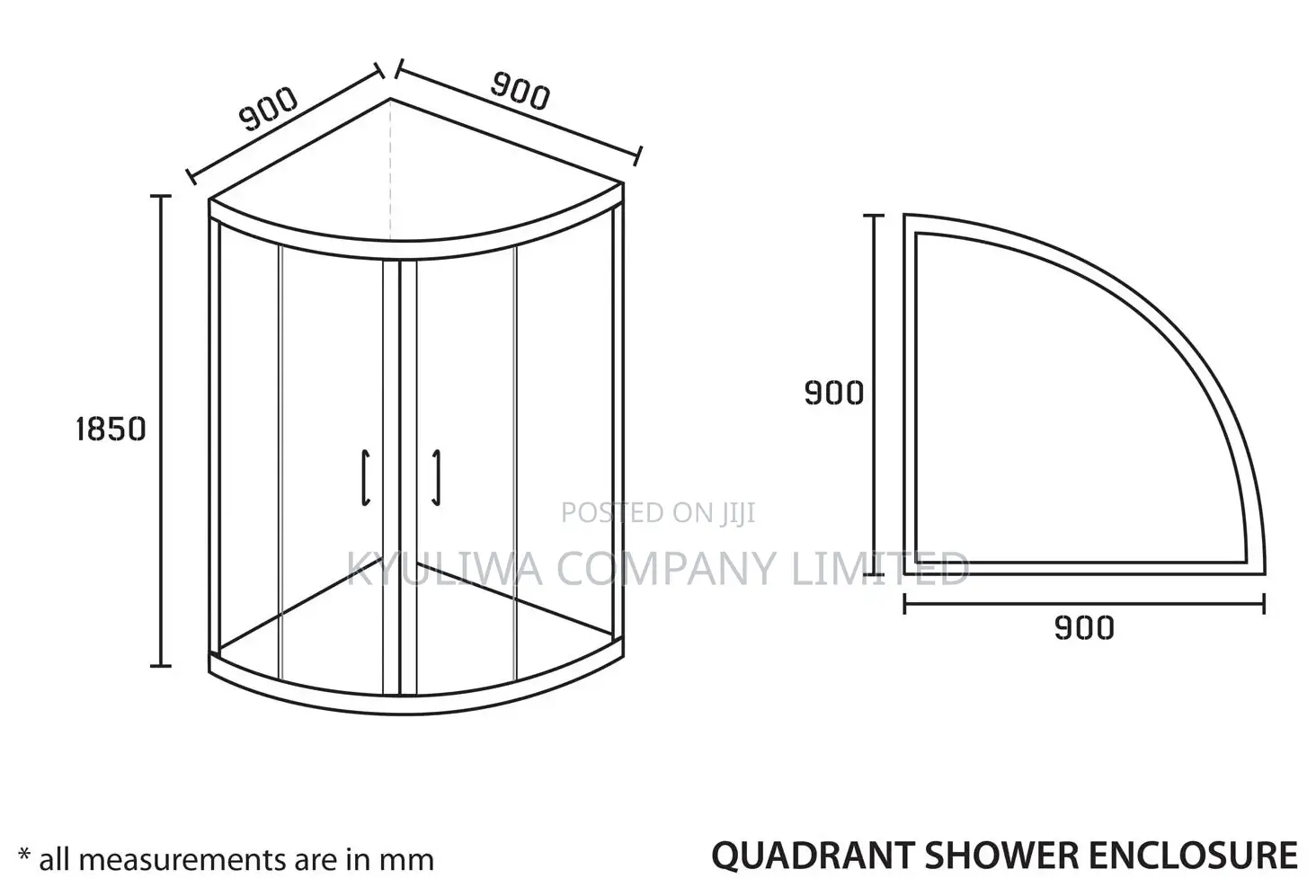 Shower Enclosure (Corner Chromed Pivot Door)