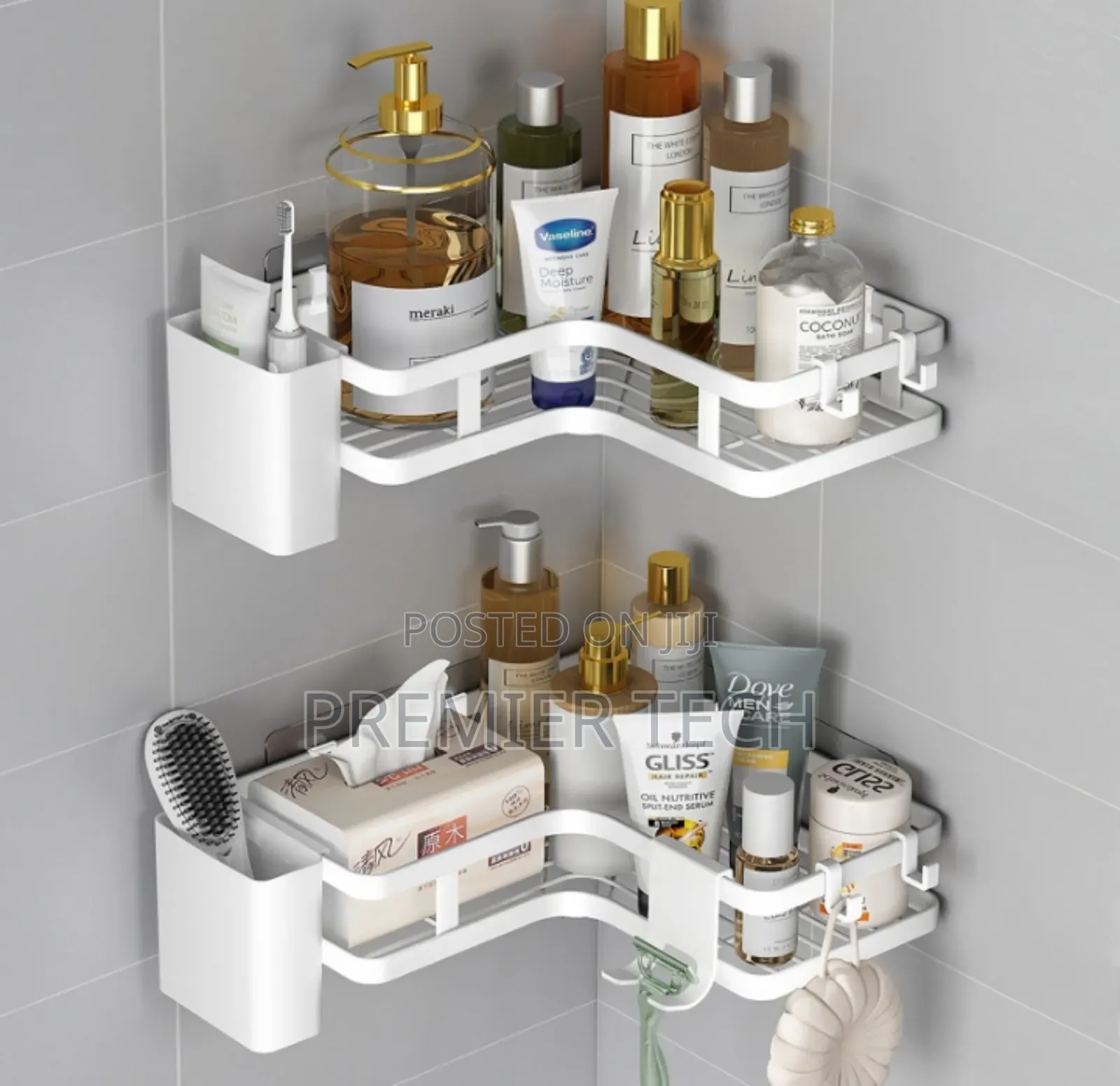 2 PCS Bathroom Shower Caddy With Toothbrush Holder