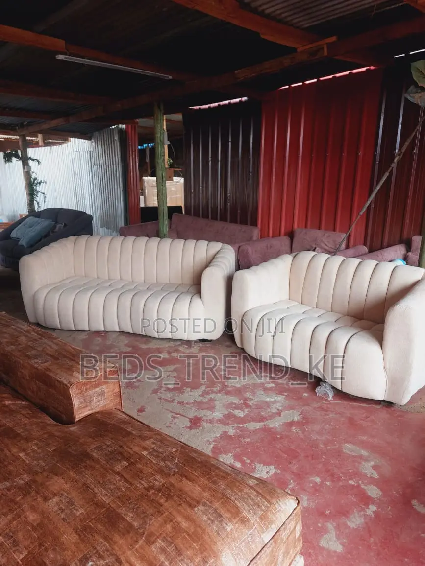 White 5 Seater Modern Sofa 3,2