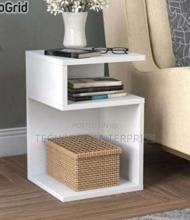 *Joy S-Shaped Side Table With 2 Open Storage Compartments