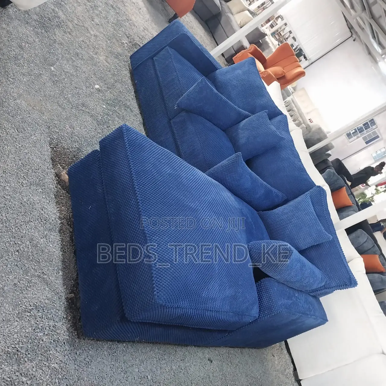 Elegant Blue 6 Seater L Seat Sofa