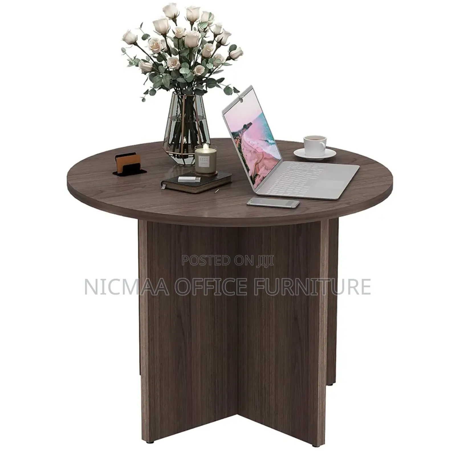 Modern Walnut Round Table for 4