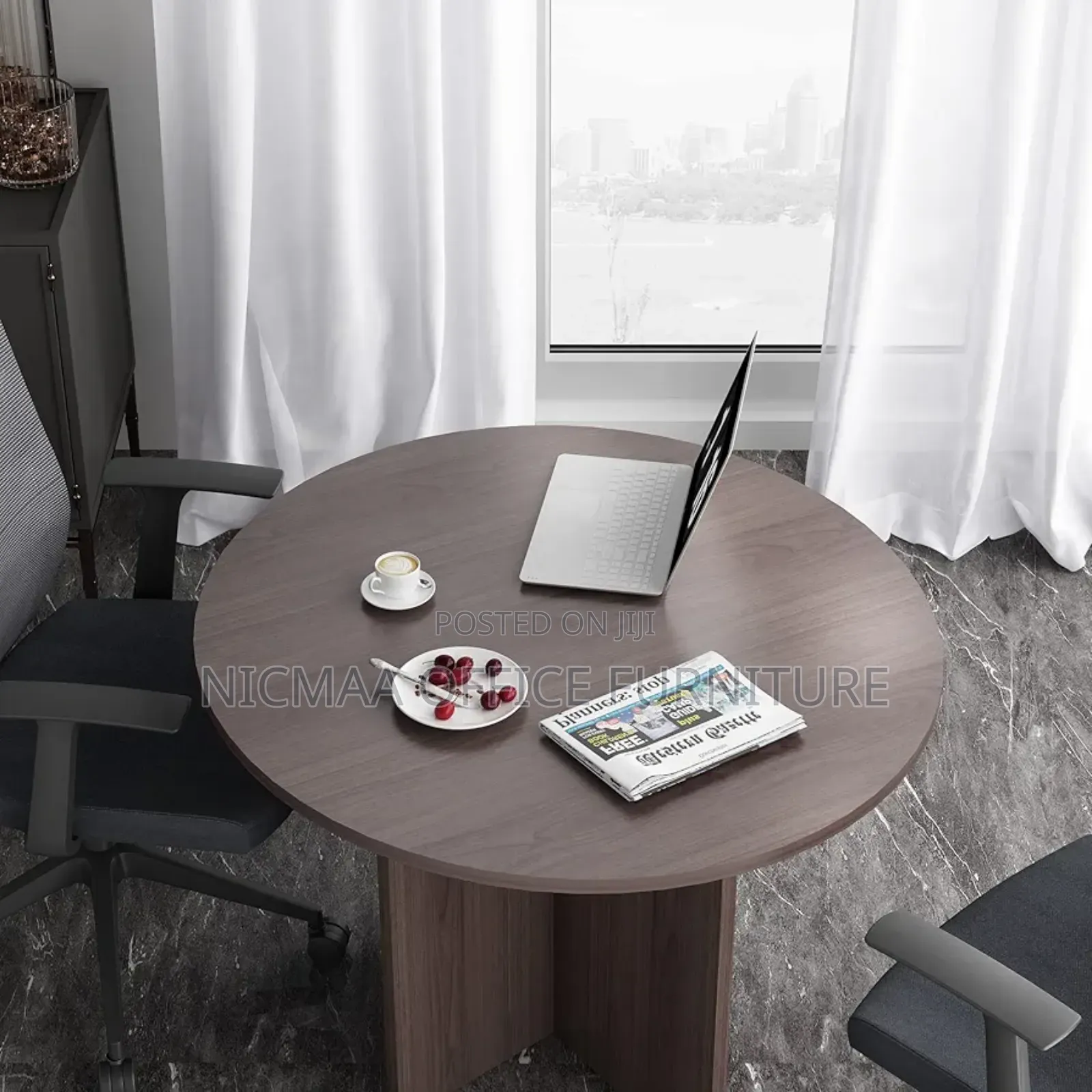 Modern Walnut Round Table for 4