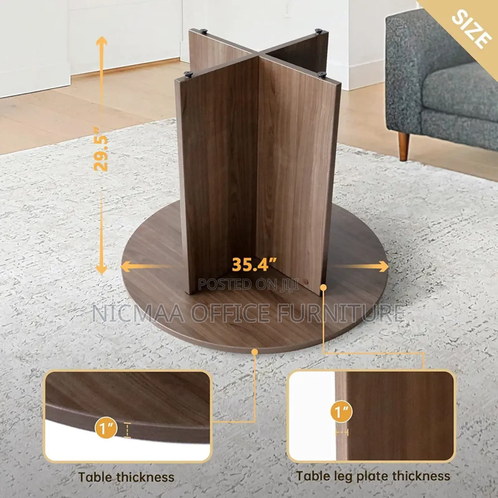 Modern Walnut Round Table for 4