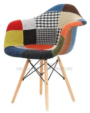 Retro Patchwork Armchair With Wood Legs Style