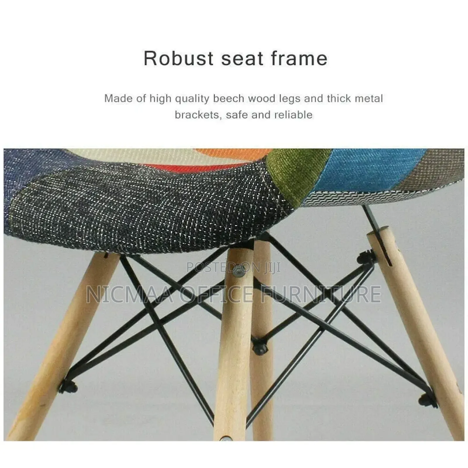 Retro Patchwork Armchair With Wood Legs Style