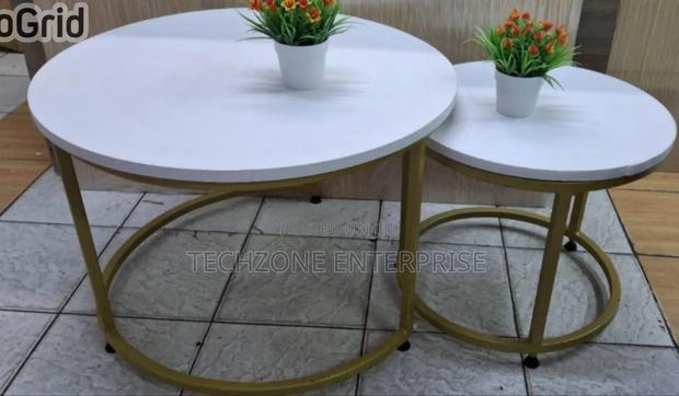 White Modern Sierra Round Coffee Table 2 Sets - main view