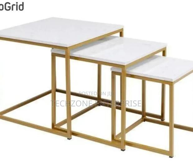 Amani Nesting Coffee Tables 3 Piece Set Gold Steel Base 