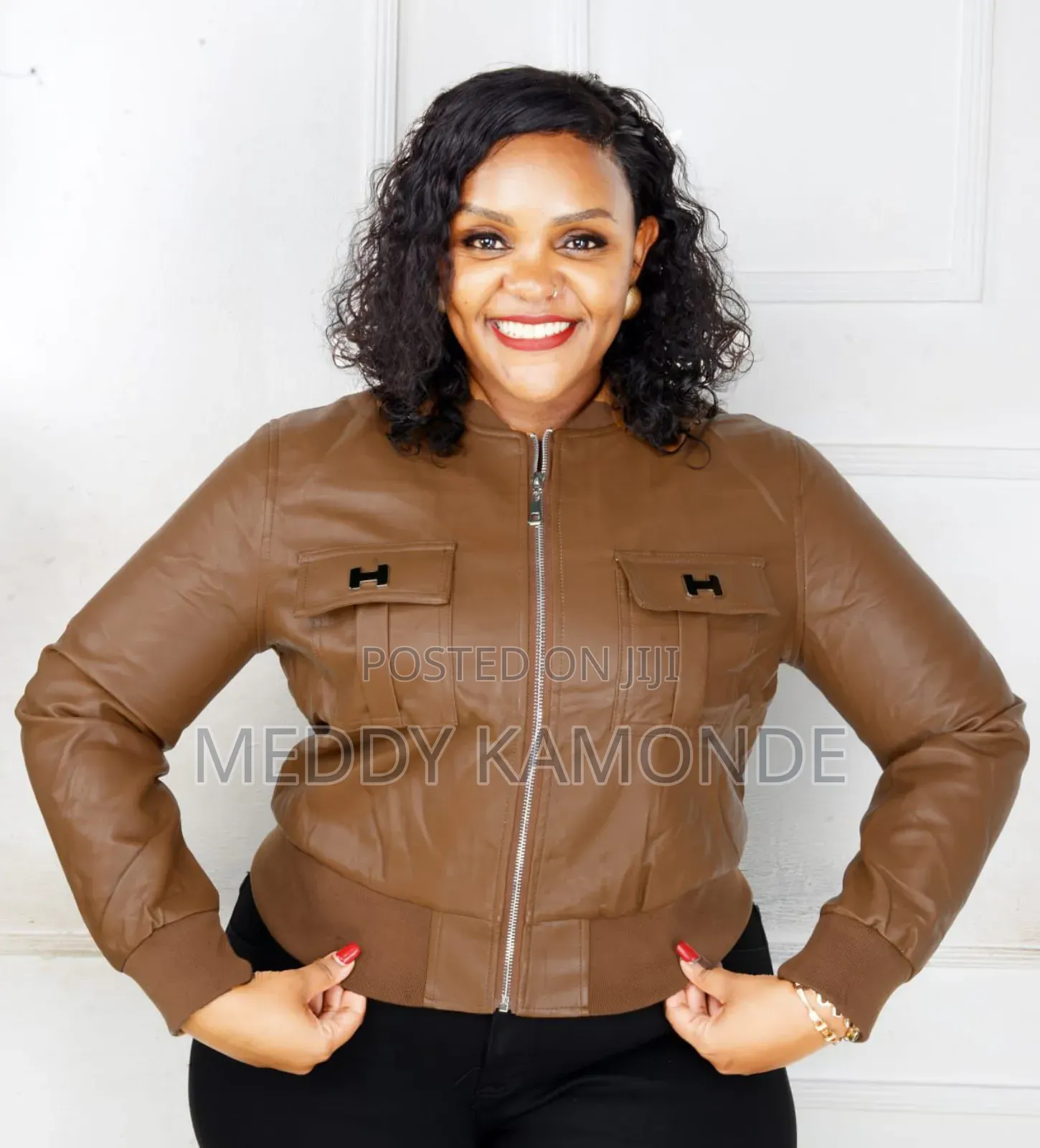 Peach/Brown Leather Jacket