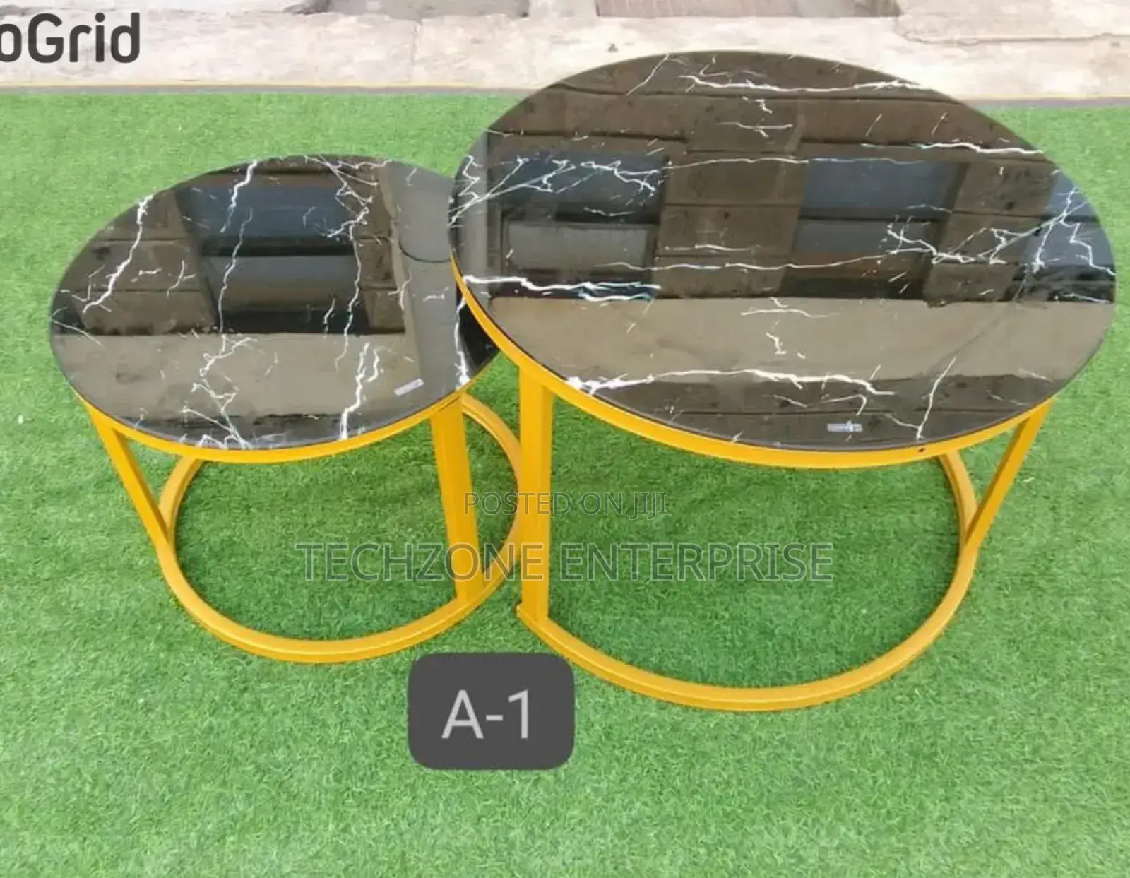 Luxurious Marble Nesting Coffee Table (Glass Effect) Black